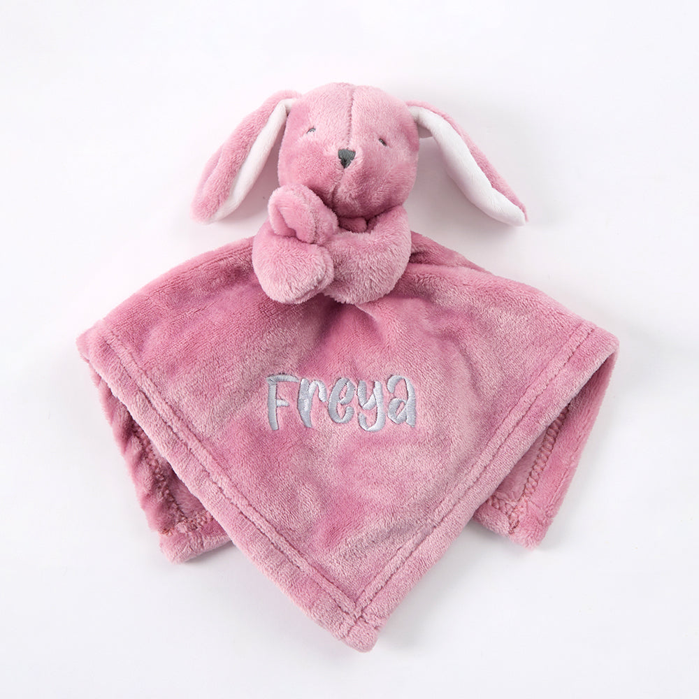 Personalised Baby Dusky Pink Bunny Comforter