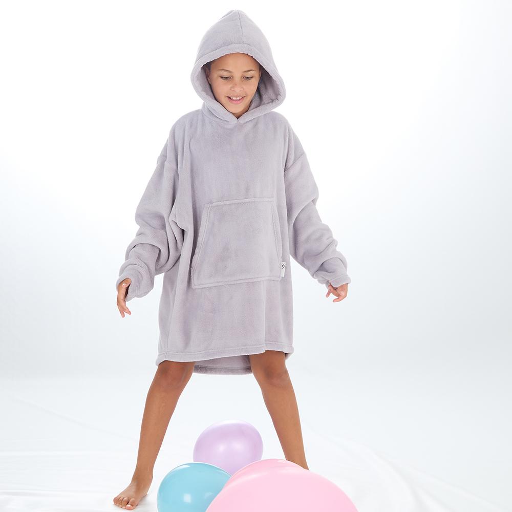 Girls Silver Coral Fleece Blanket Hoodie