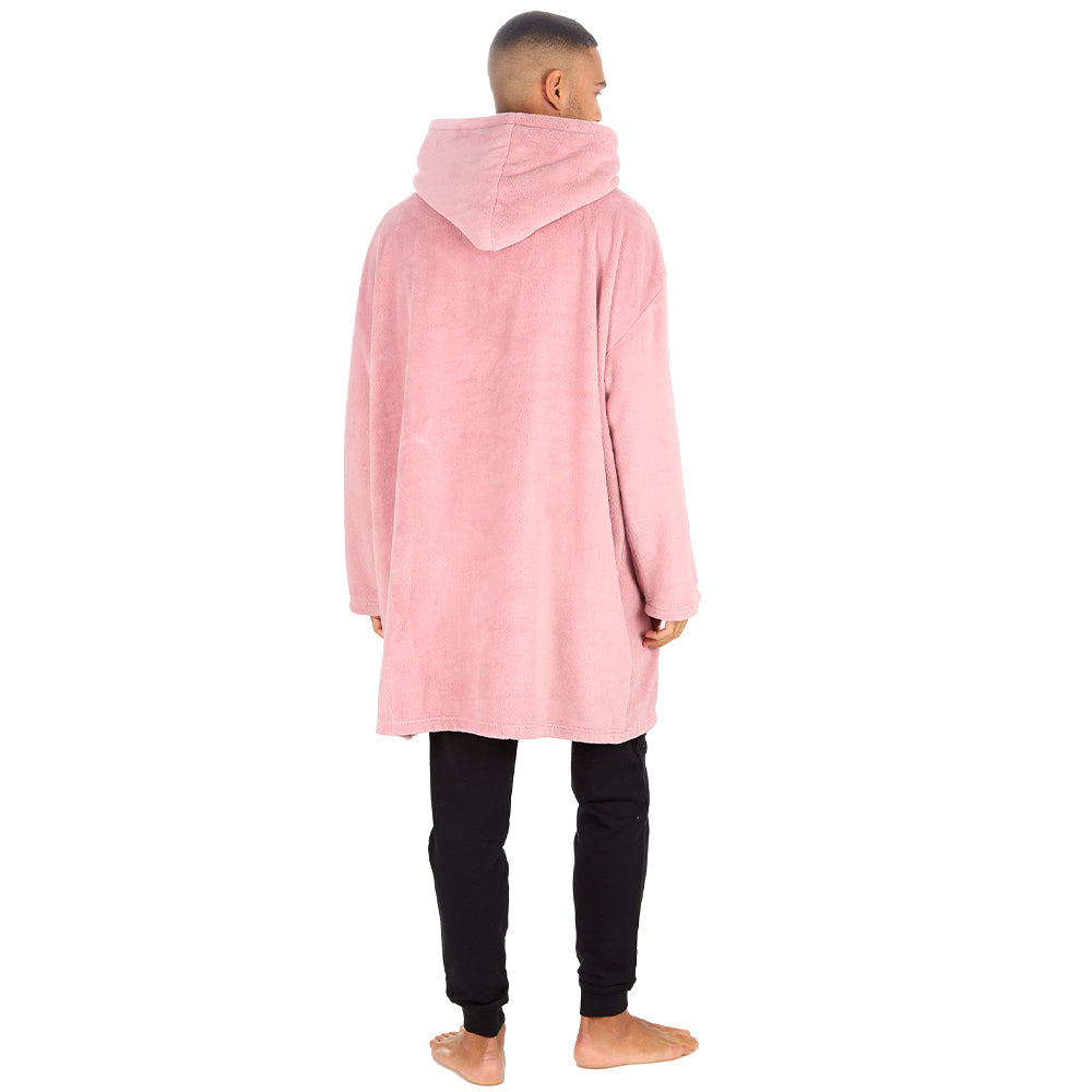 Mens Blush Coral Fleece Blanket Hoodie