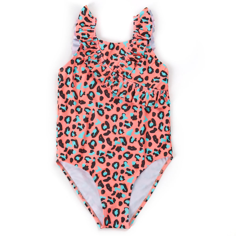 Kids Girls Leopard One Piece Swimsuit