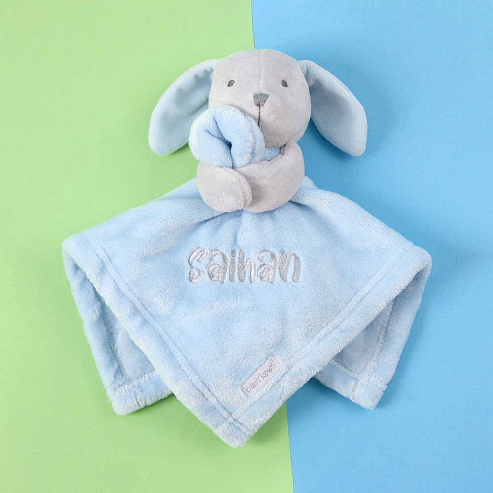 Personalised Baby Blue Bunny Comforter
