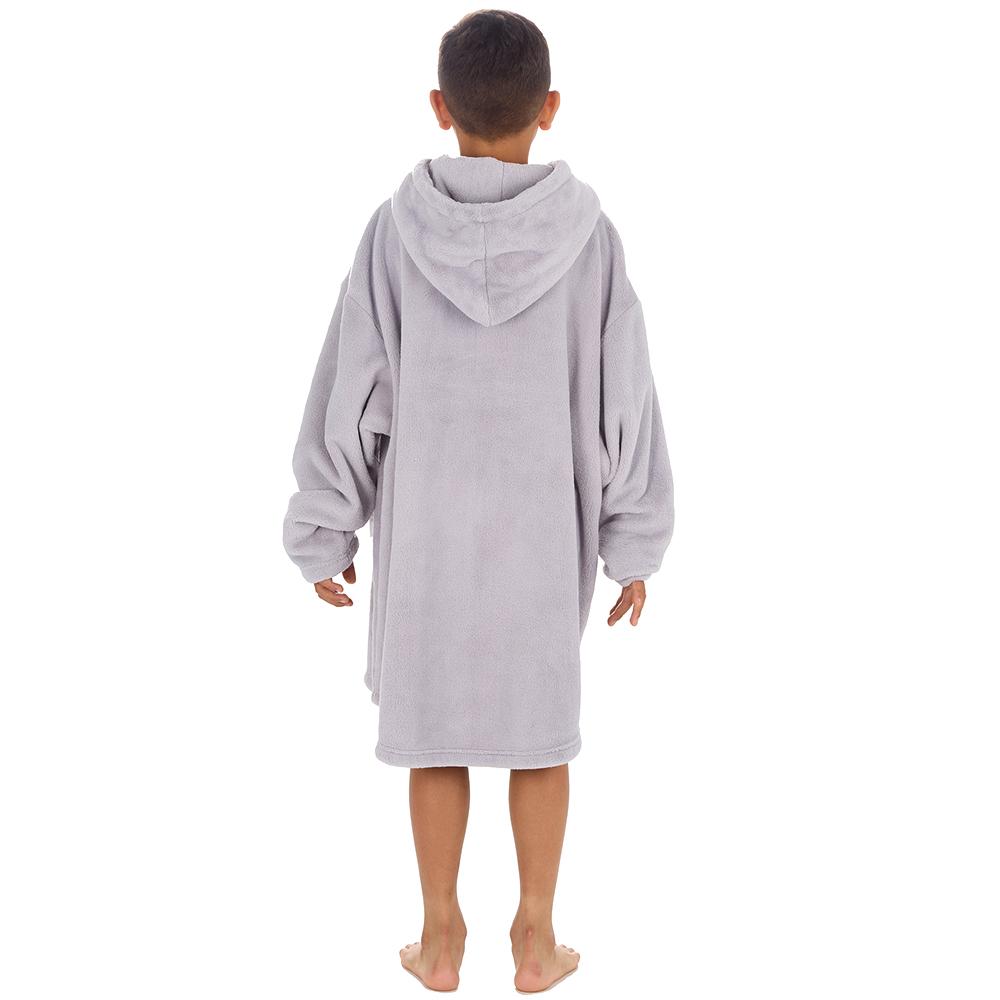 Boys Silver Coral Fleece Blanket Hoodie