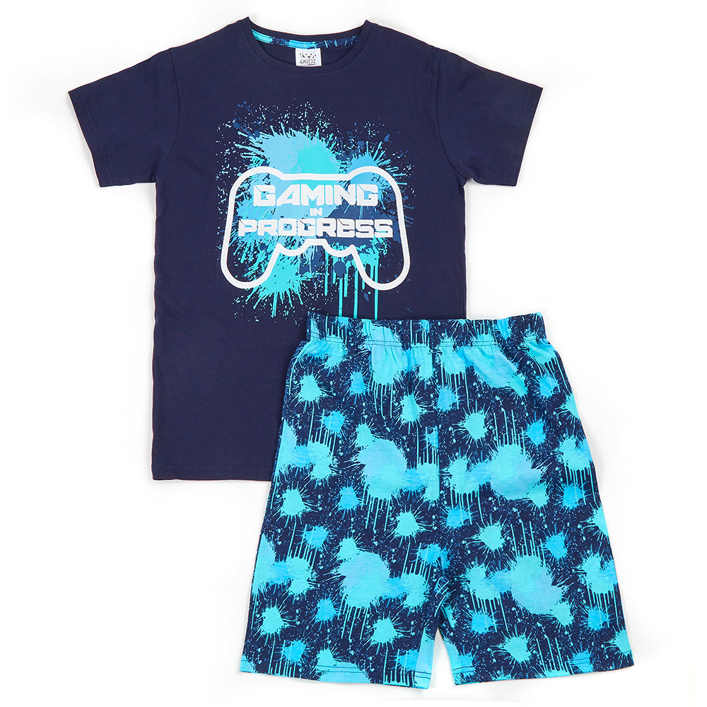 Boys Navy Gaming Short Pyjama Set