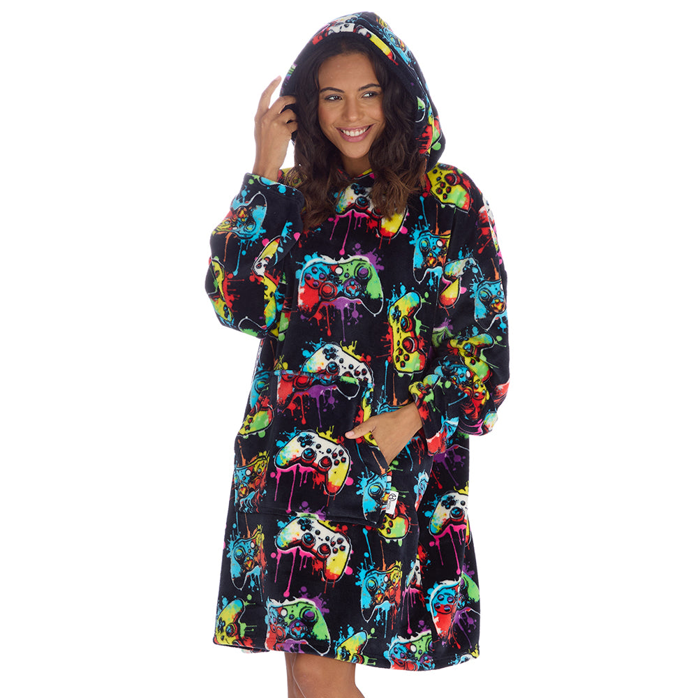 Ladies Navy Gamer Blanket Hoodie