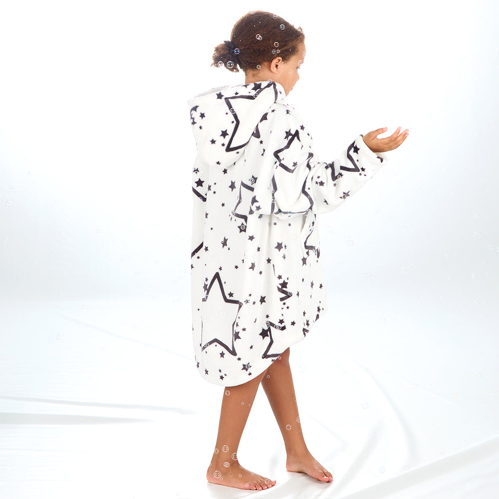 Girls Stars White Blanket Hoodie