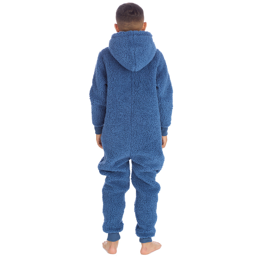 Boys Blue Teddy Fleece Onesie