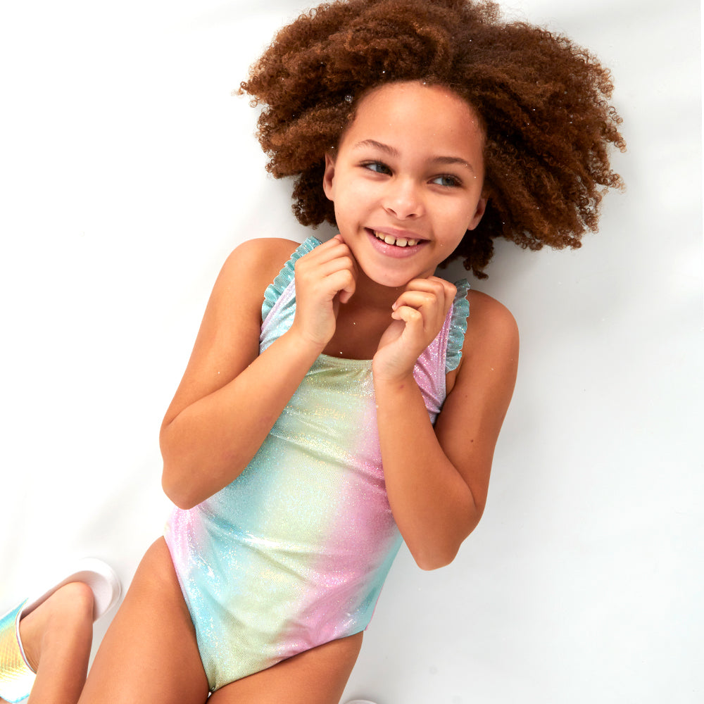 Kids Girls Rainbow One Piece Swimsuit