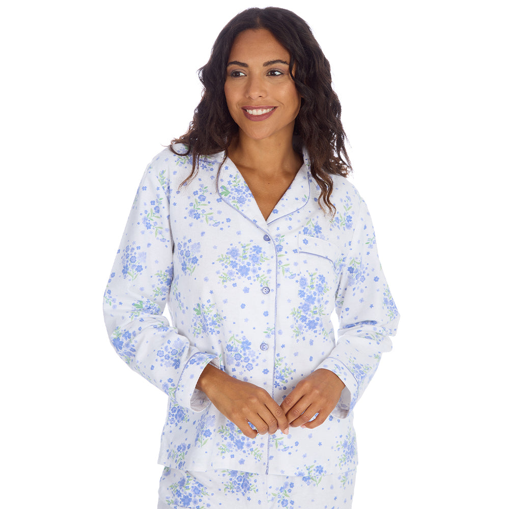 Ladies Floral Blue Serenity Cotton Pyjama Set