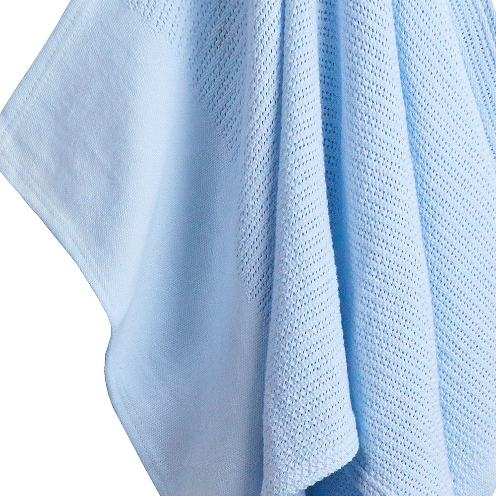 Baby Blue Cellular Panel 100% Cotton Blanket