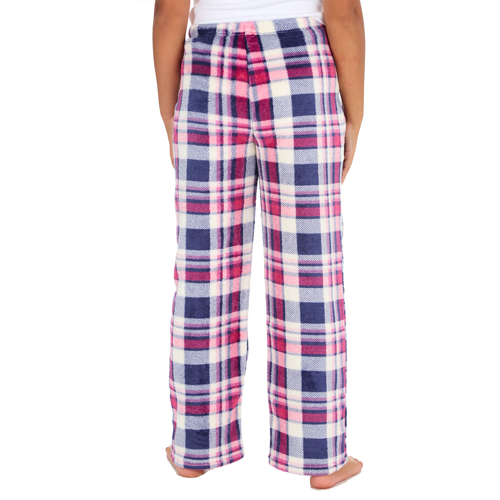 Girls Blue Check Fleece Pyjama Bottoms