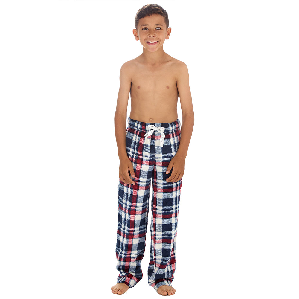 Boys Burgundy Check Fleece Pyjama Bottoms