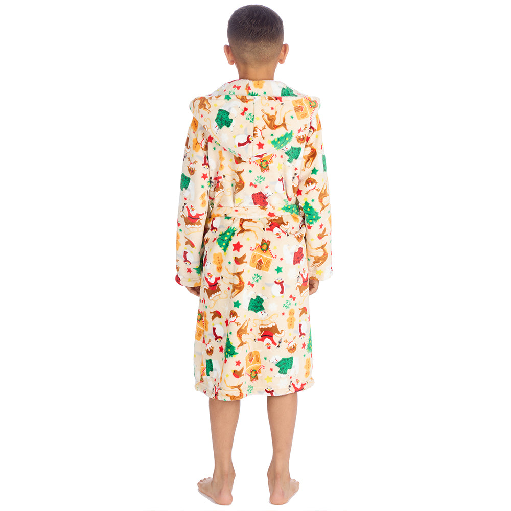 Boys Beige Christmas Dressing Gown