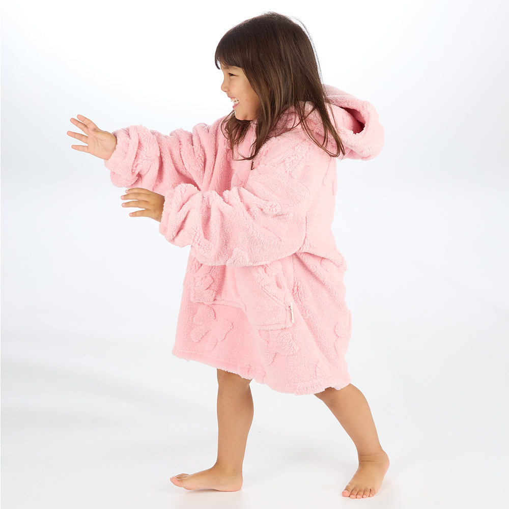 Infant Girls Candy Pink Bows Textured Blanket Hoodie