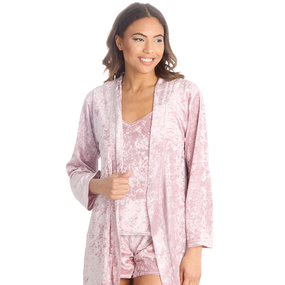 Ladies Luxury Pink Velvet Nightwear Set