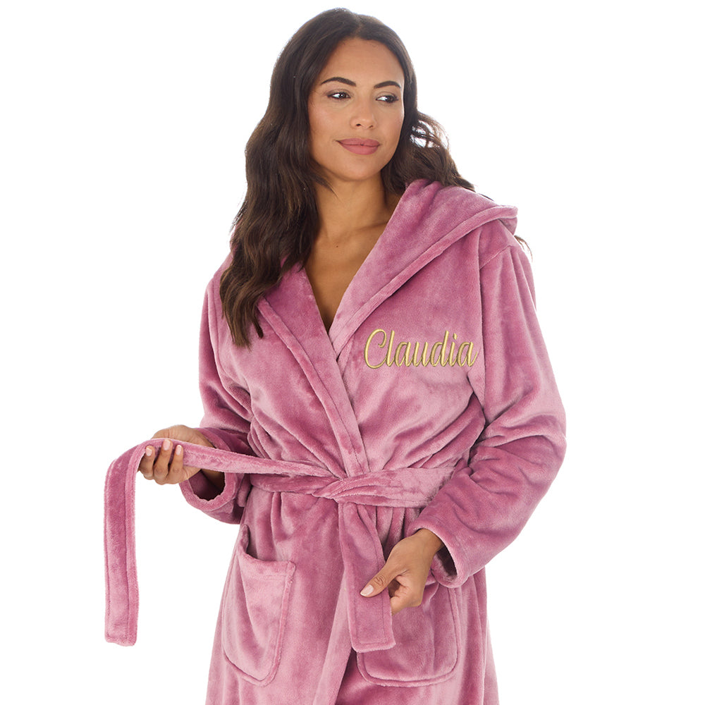 Personalised Ladies Shimmer Blush Pink Dressing Gown