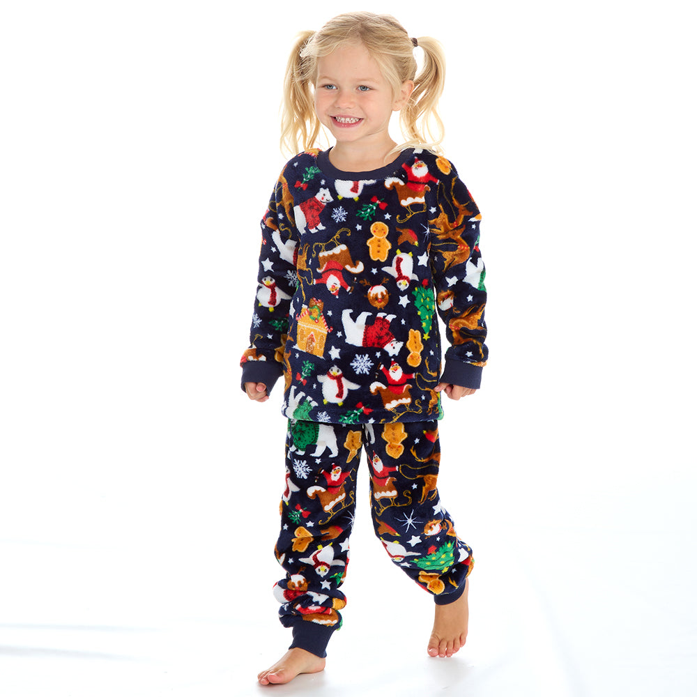 Girls Christmas Fleece Pyjama Set