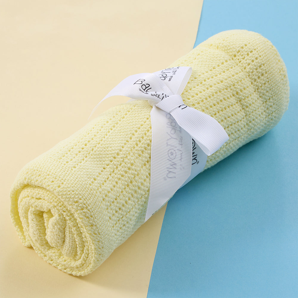 Baby Yellow Cellular 100% Cotton Blanket