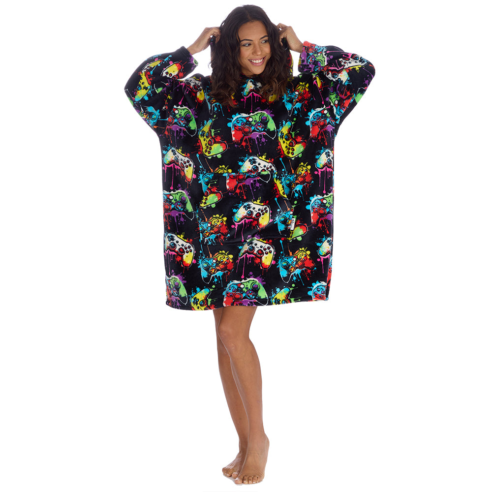 Ladies Navy Gamer Blanket Hoodie