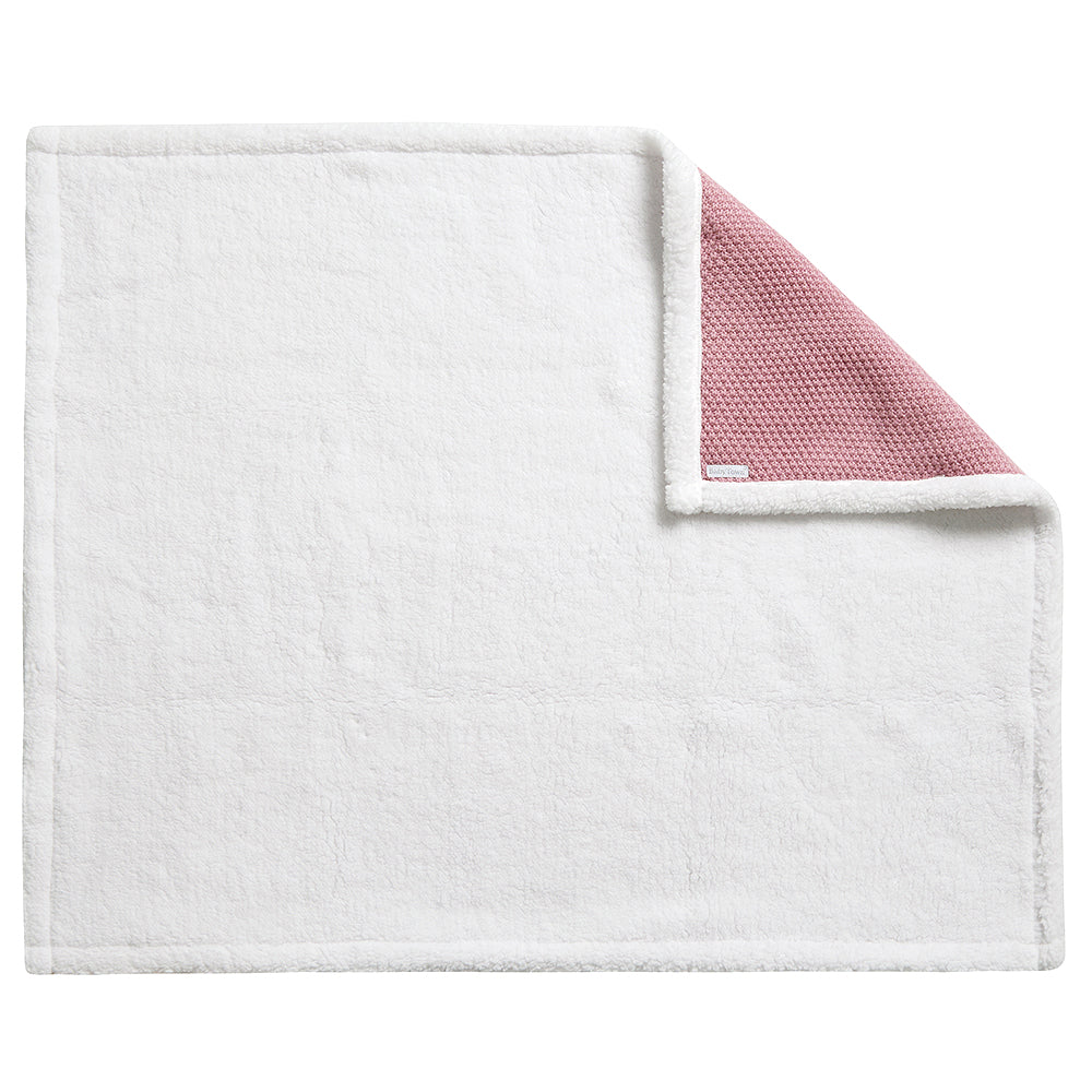 Baby Dusky Pink Knitted Sherpa Lined Blanket