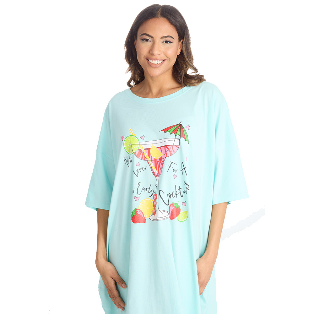 Ladies Cocktail Mint Oversize Sleep Tee