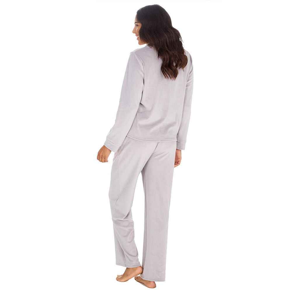 Ladies Silver Shimmer Fleece Pyjama Set