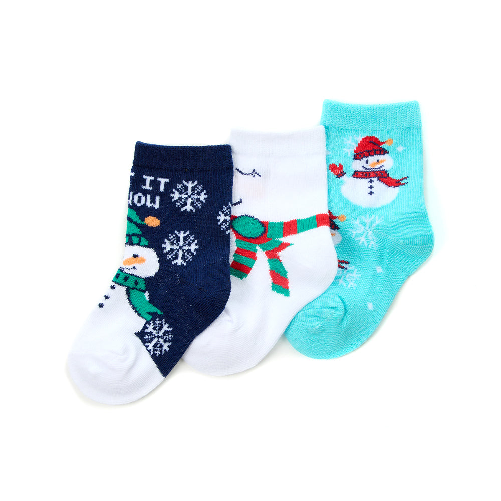 Baby 3 Pairs Christmas Snowman Cotton Socks