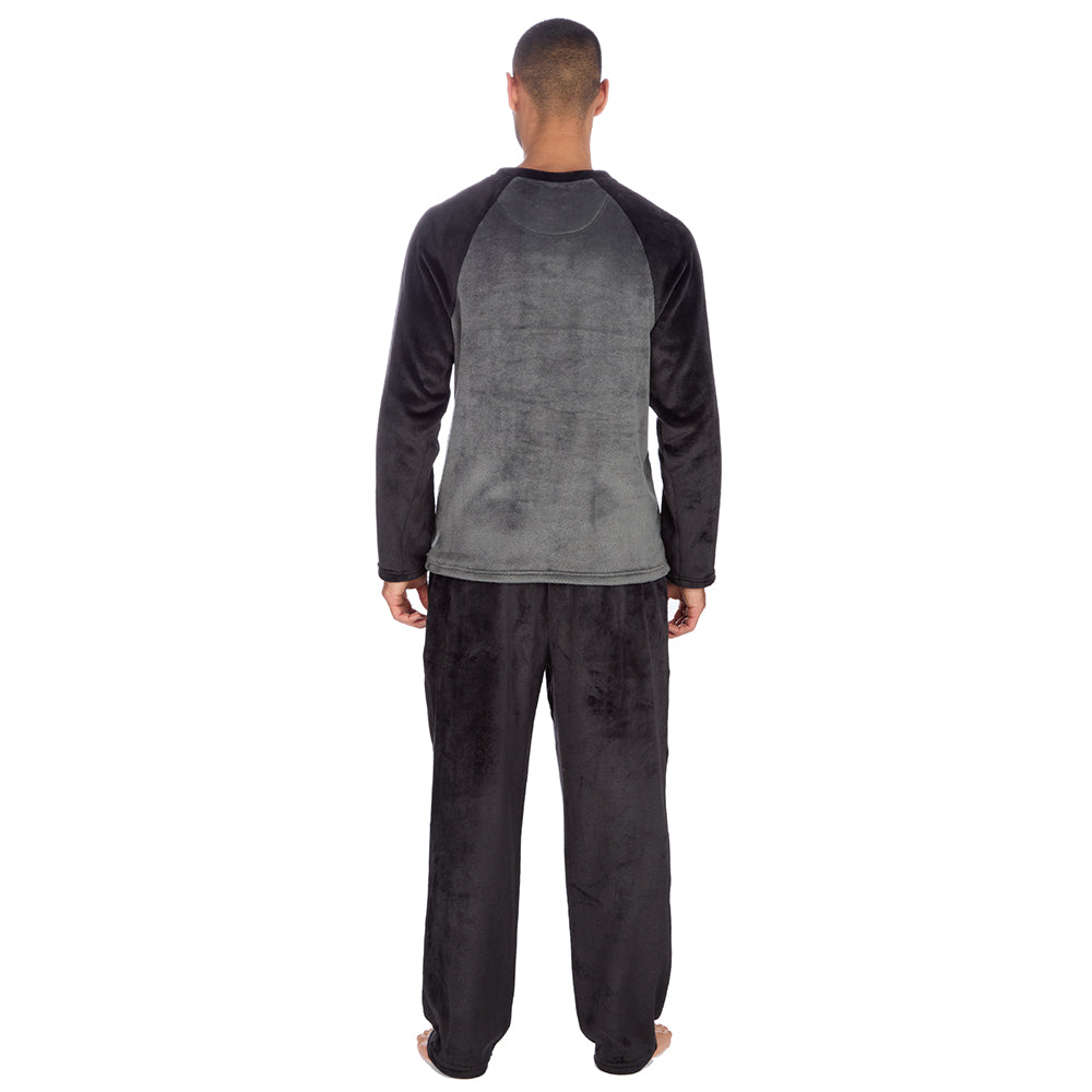Mens Raglan Black Fleece Pyjama Set
