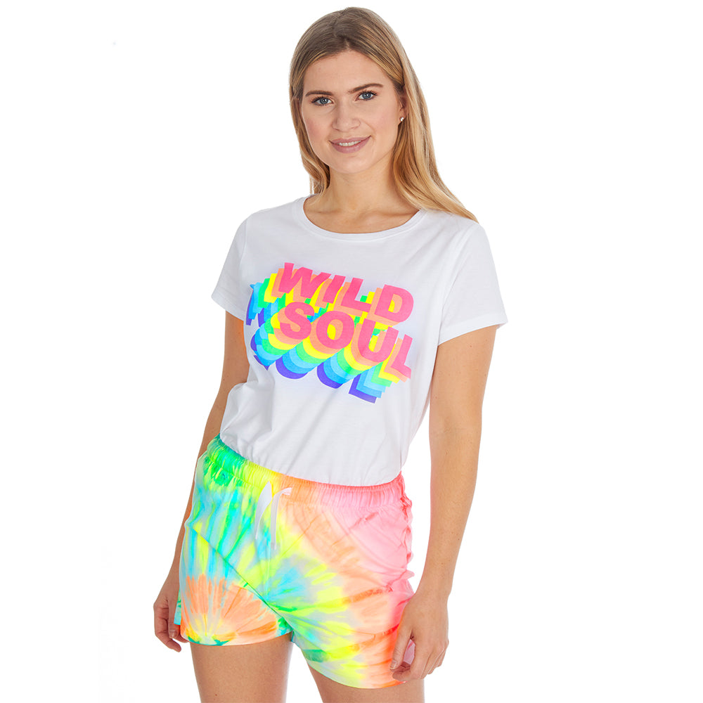 Ladies Neon Tie Dye Short Pyjama Set