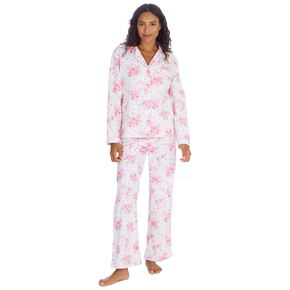 Ladies Floral Pink Serenity Cotton Pyjama Set