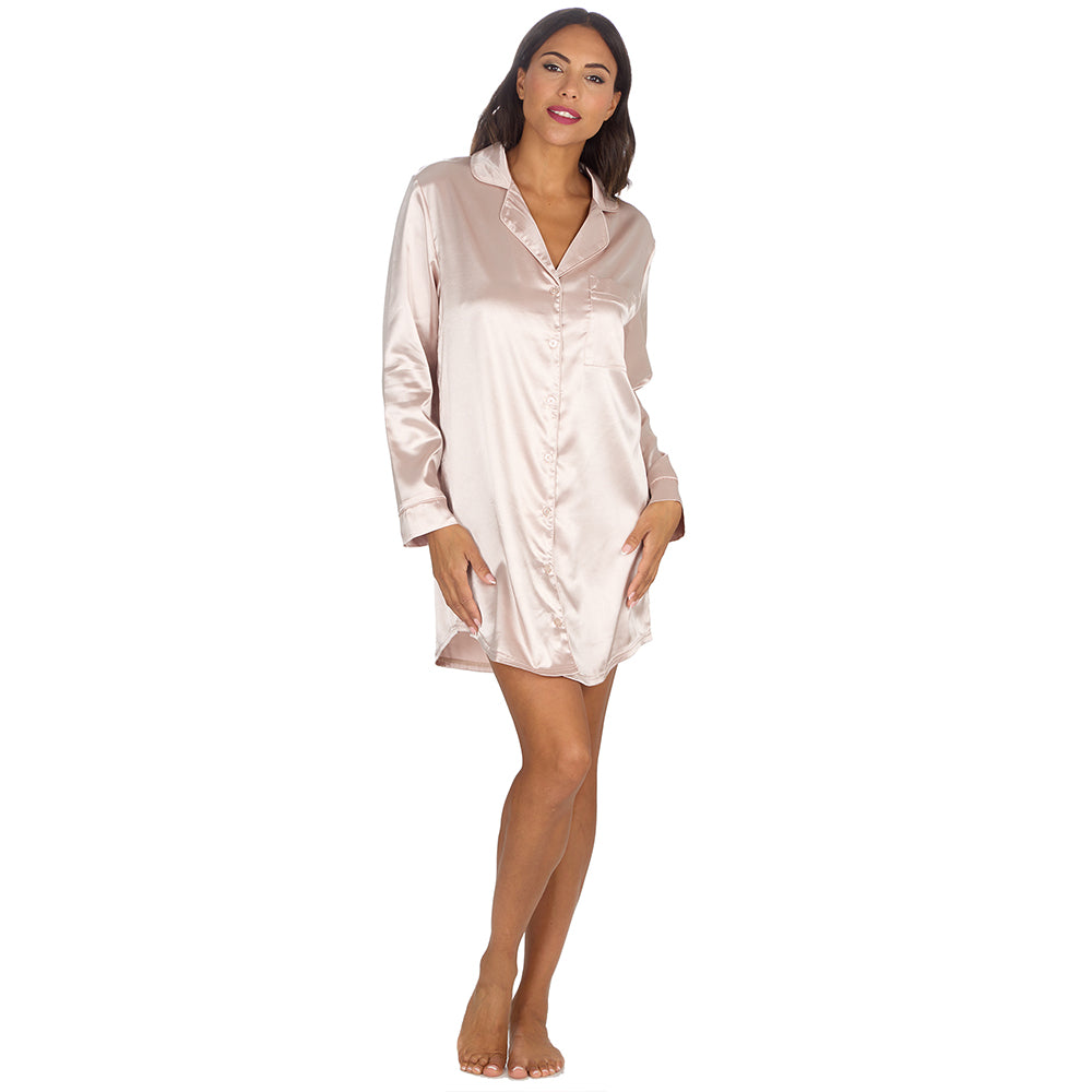 Ladies Gold Silky Satin Nightshirt