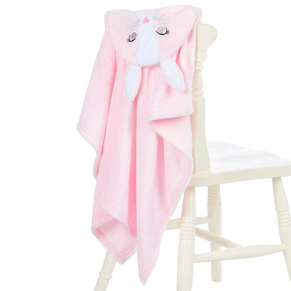 Baby Pink Bunny Hooded Wrap Blanket