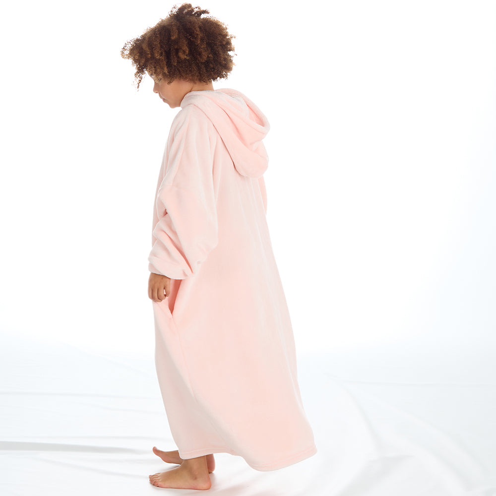 Girls Pink Longline Hooded Blanket