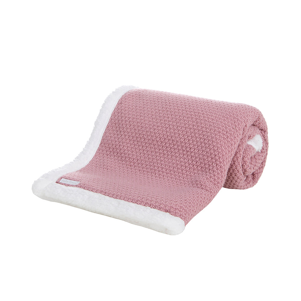 Baby Dusky Pink Knitted Sherpa Lined Blanket