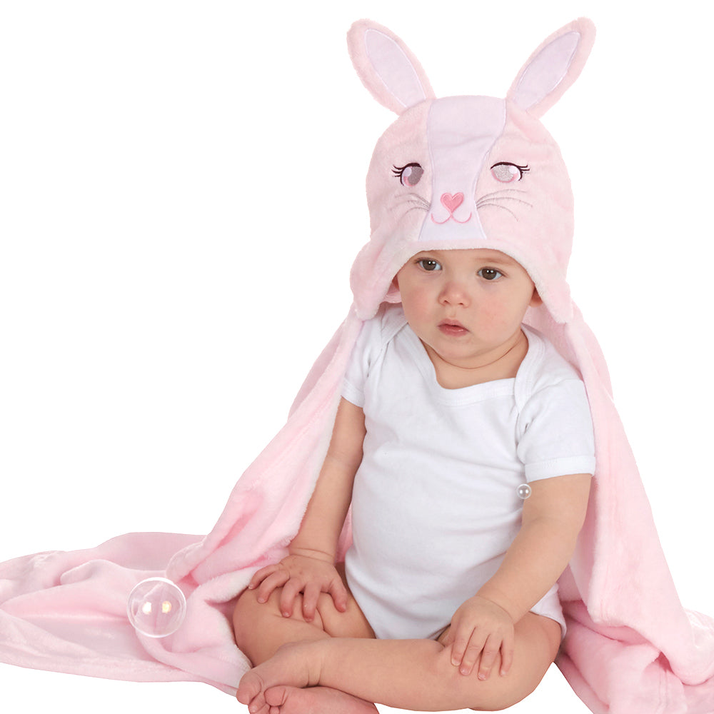 Baby Pink Bunny Hooded Wrap Blanket