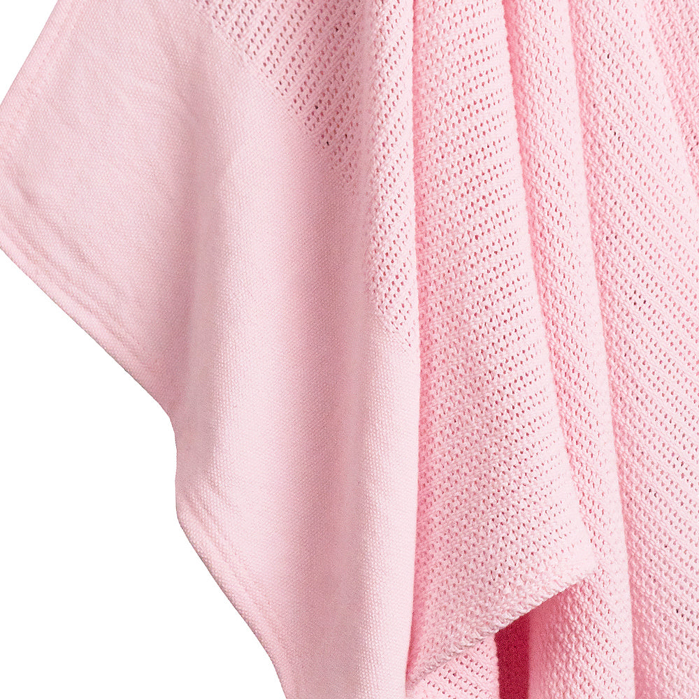 Baby Pink Cellular Panel 100% Cotton Blanket