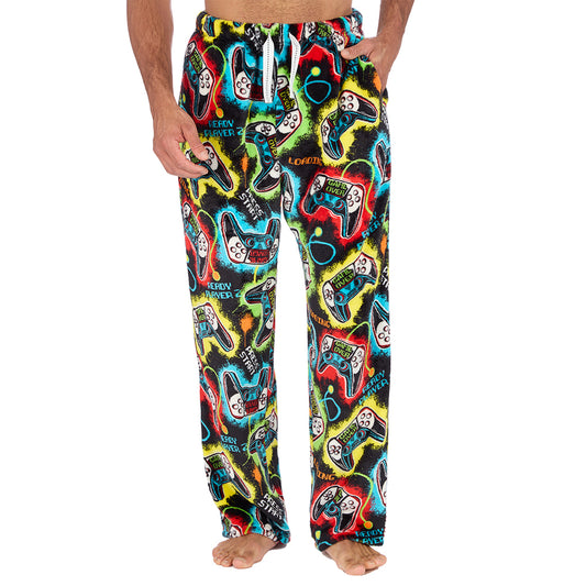 Mens Black Gamer Fleece Pyjama Bottoms