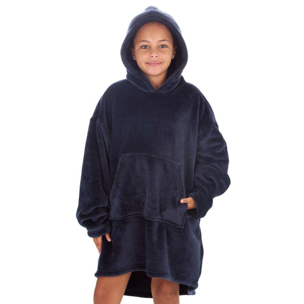 Girls Stone Blue Plain Blanket Hoodie