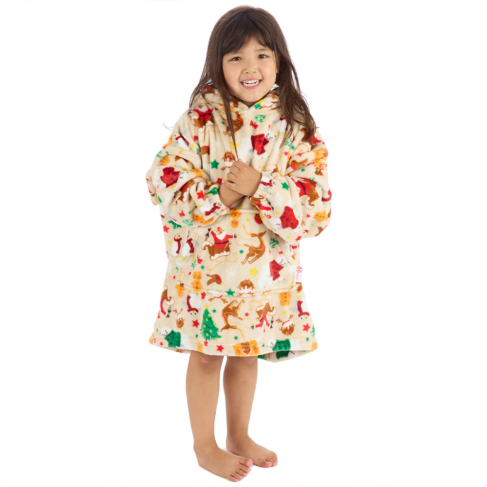 Infant Kids Beige Christmas Fleece Blanket Hoodie