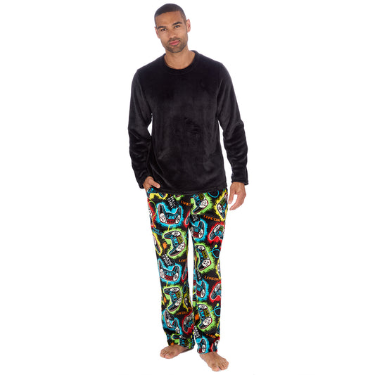 Mens Black Gamer Fleece Pyjama Set