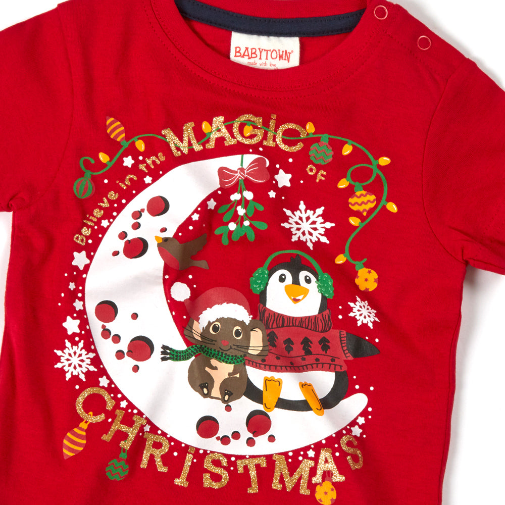 Baby Magical Christmas Red Cotton T-shirt