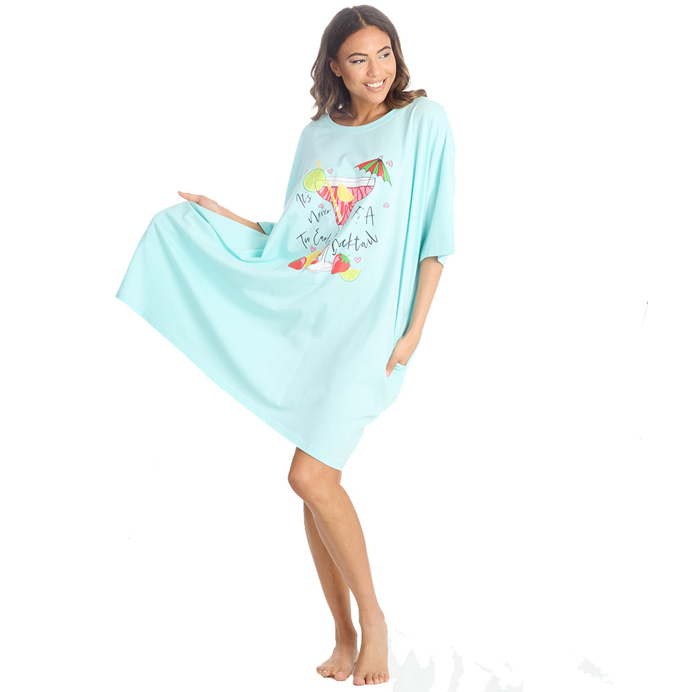 Ladies Cocktail Mint Oversize Sleep Tee