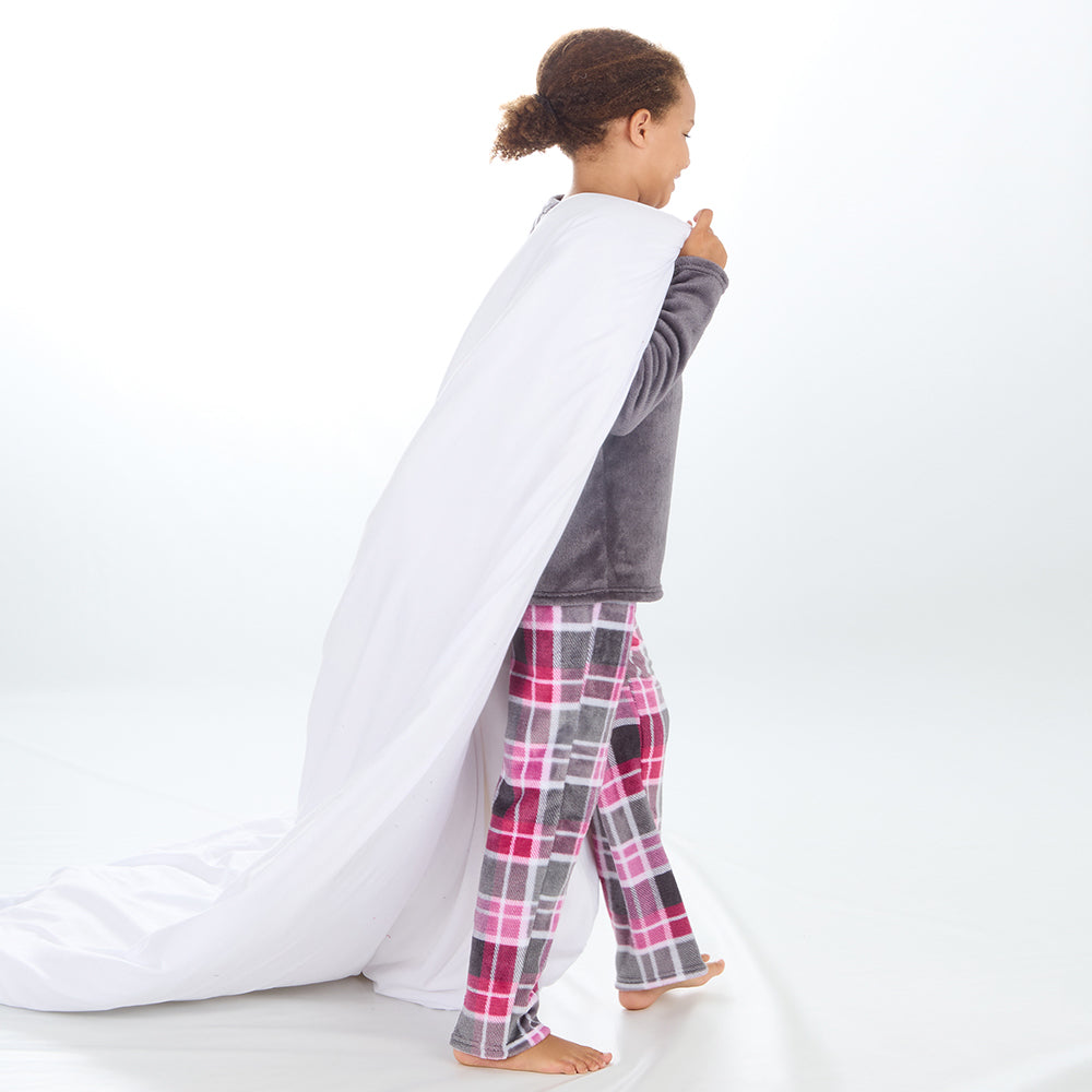 Girls Charcoal Check Fleece Pyjama Set