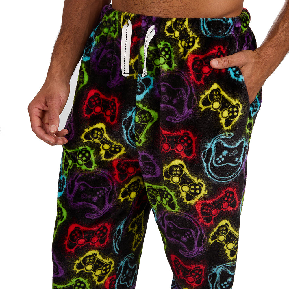 Mens Gaming Black Fleece Pyjama Set