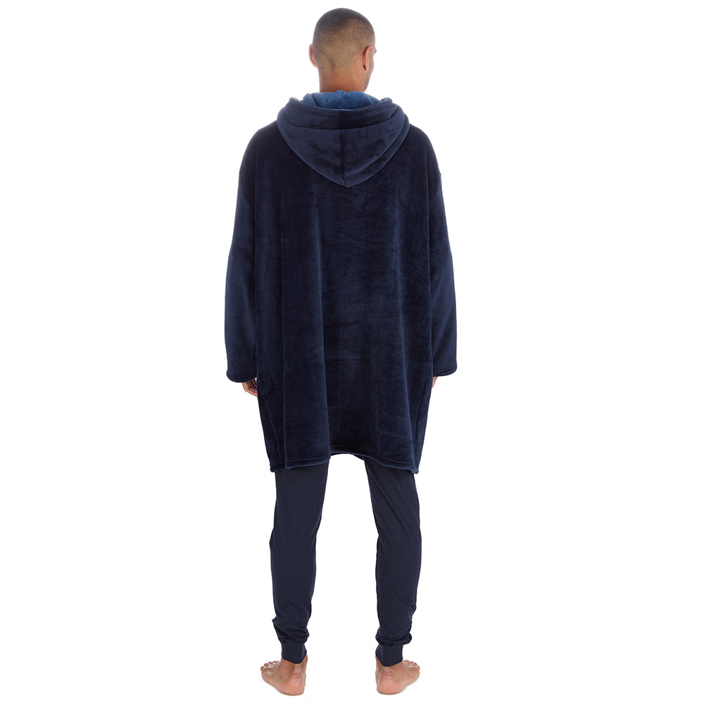 Mens Navy Plain Blanket Hoodie