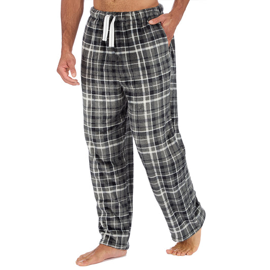 Mens Charcoal Check Fleece Pyjama Bottoms