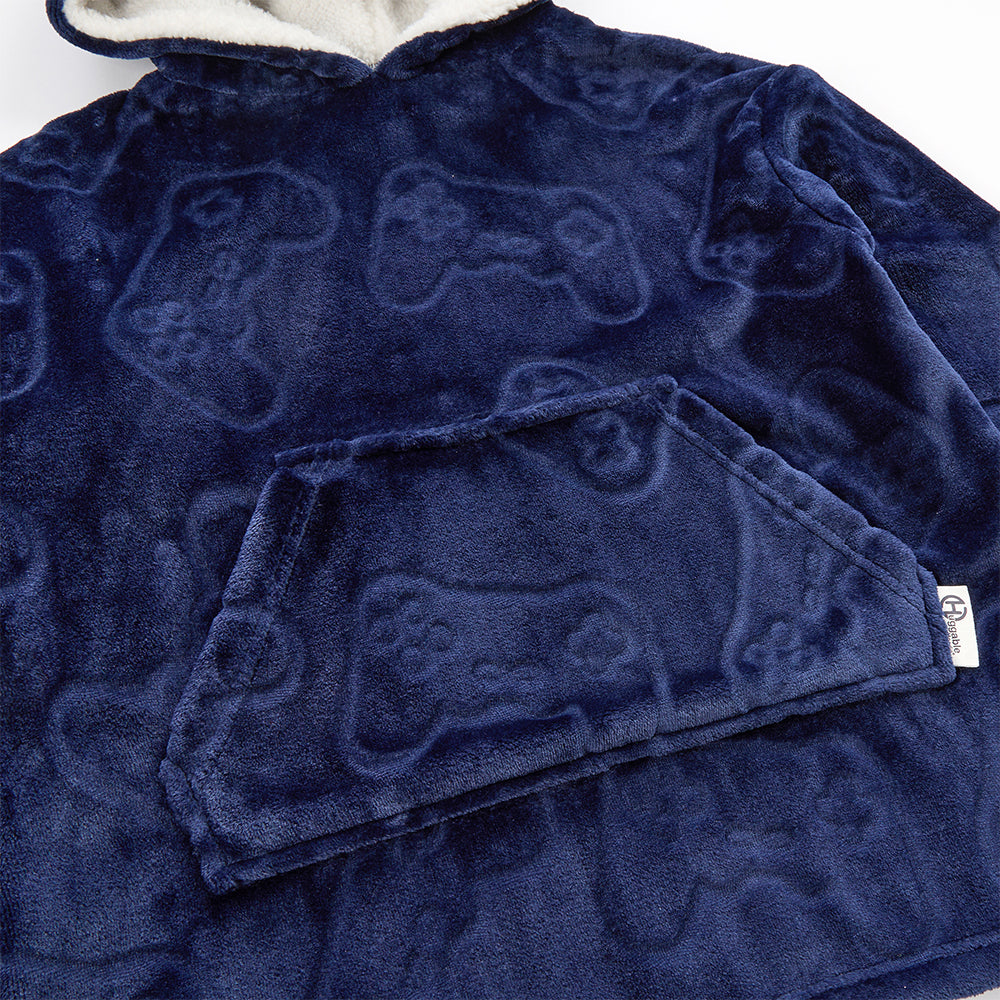 Infant Boys Navy Gamer Embossed Blanket Hoodie