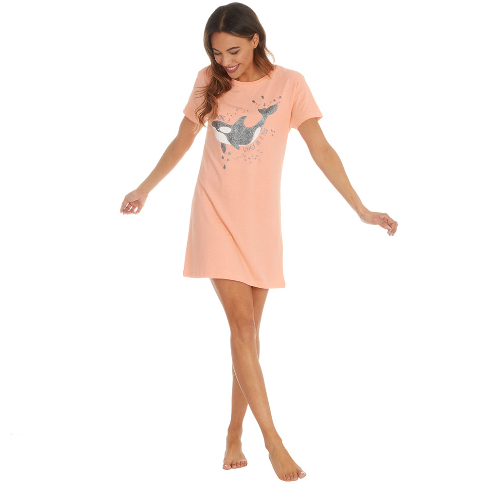 Ladies Short Sleeve Orca Print Nightie