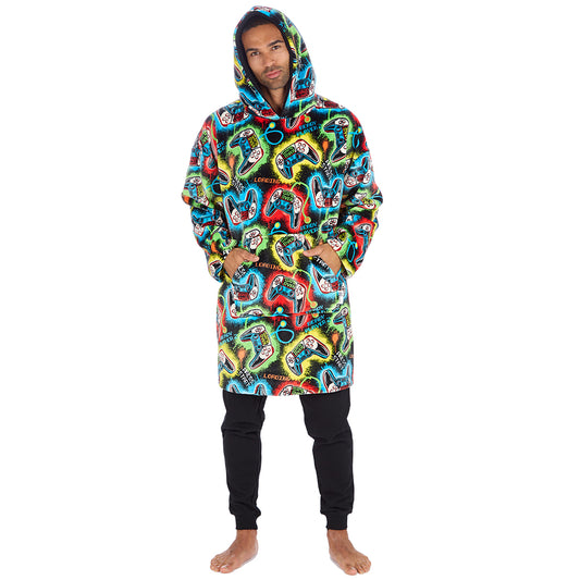 Mens Black Gamer Blanket Hoodie