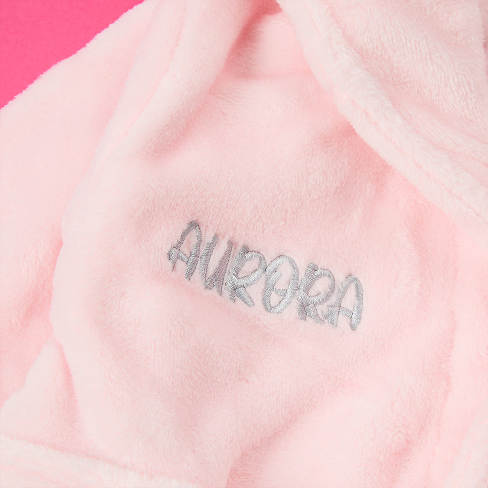 Personalised Baby Pink Bear Ears Dressing Gown
