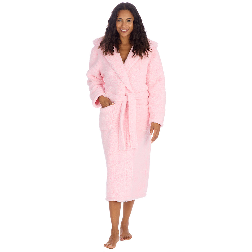 Ladies Baby Pink Teddy Fleece Dressing Gown
